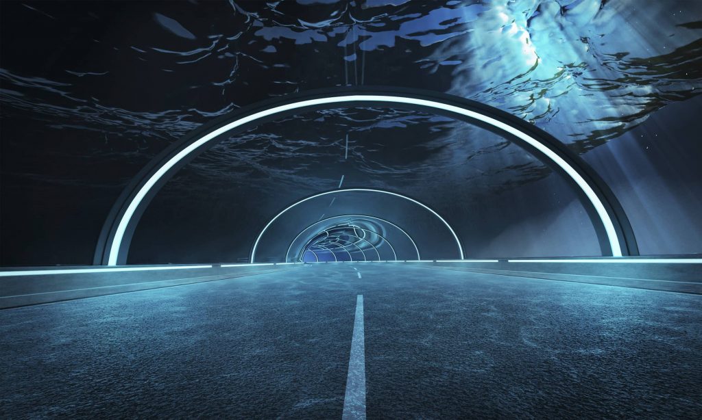 Futuristic underwater tunnel