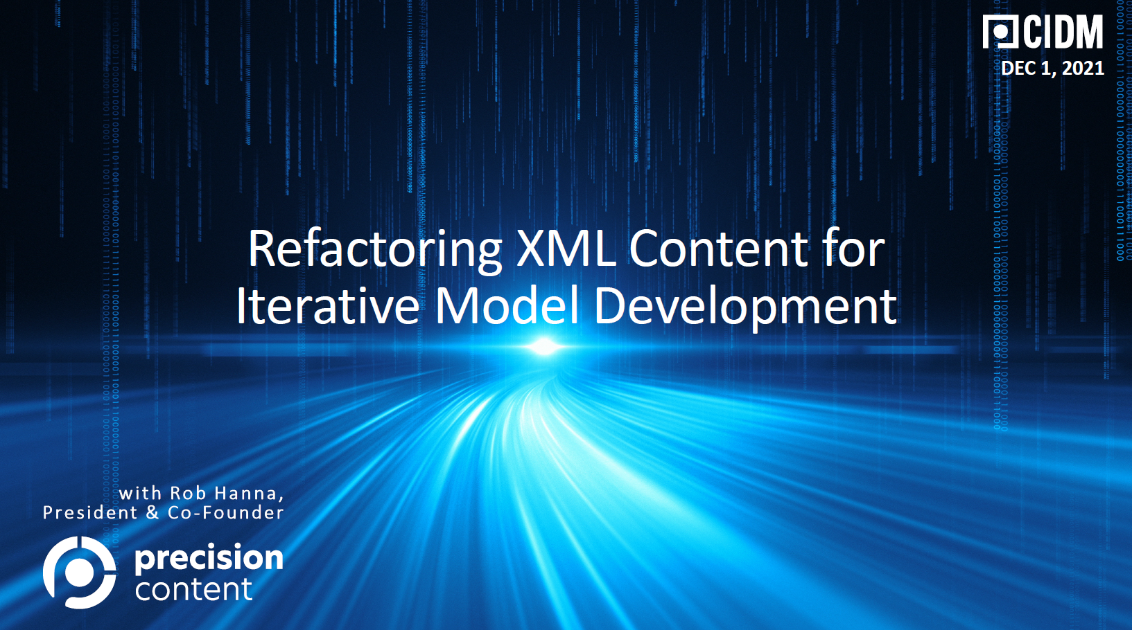 Refactoring XML Content for Iterative Model Development title slide