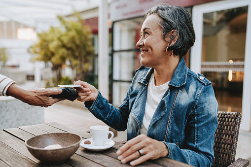 Customer using a payment card